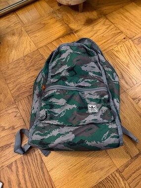 adidas Grey Backpack with Camo Trefoil Detail reversible